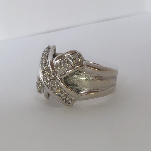 Bold Real Solid 18K (not 14K) White Gold Natural Diamond Custom X Wide Band Ring - Picture 5 of 15